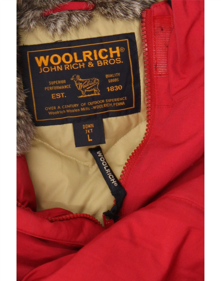 Woolrich ženska podstavljena jakna s kapuljačom UK 16 Veliki crveni pamuk