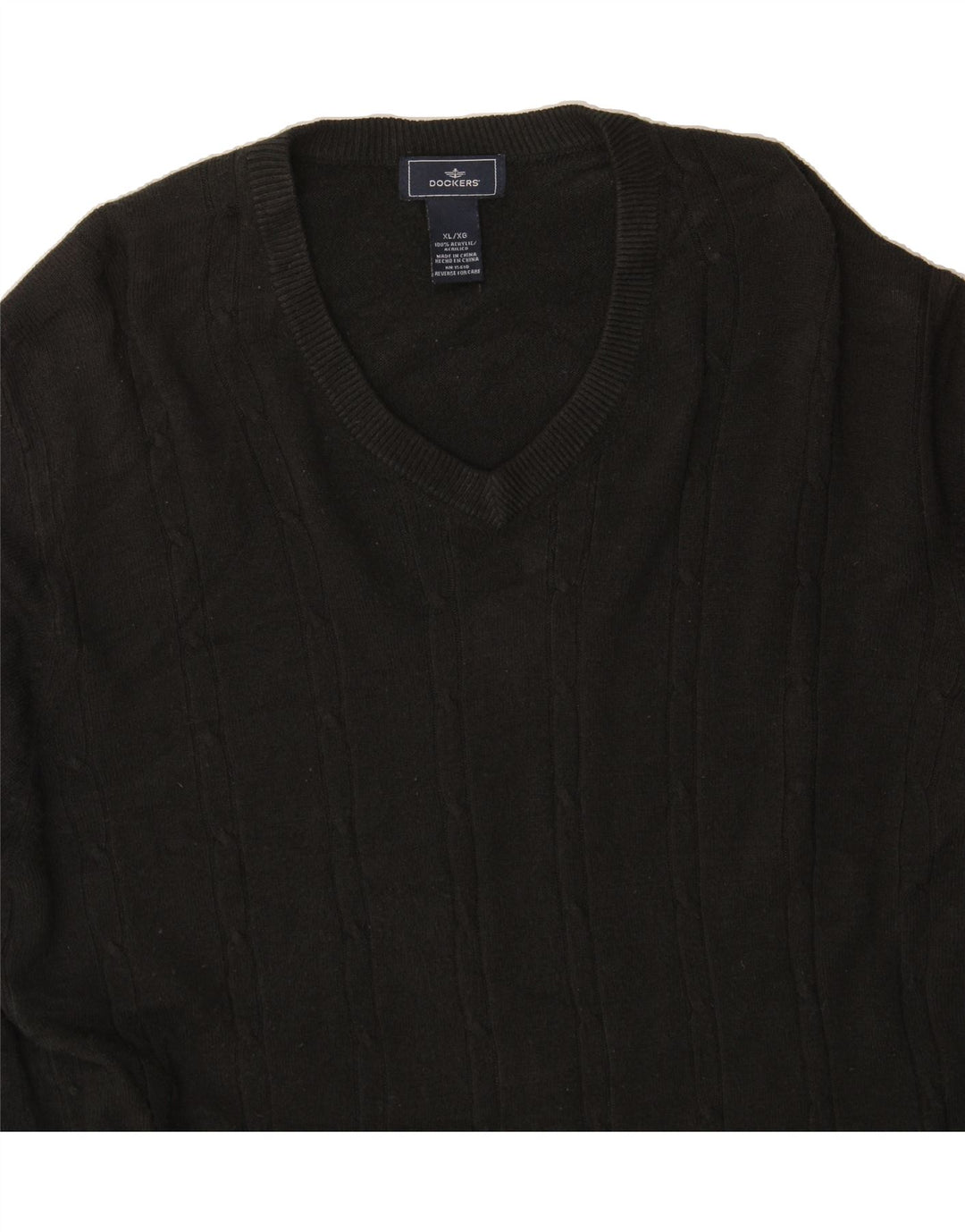 DOCKERS Mens V-Neck Jumper Sweater XL Black Acrylic Vintage Dockers and Second-Hand Dockers from Messina Hembry 
