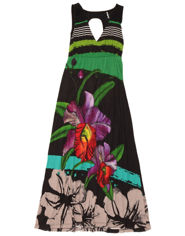 Desigual ženska grafička maksi haljina bez rukava UK 8 Mala crna cvjetna