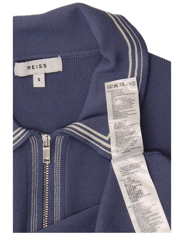 Reiss muška polo majica s izrezom s patentnim zatvaračem Mala plava viskoza