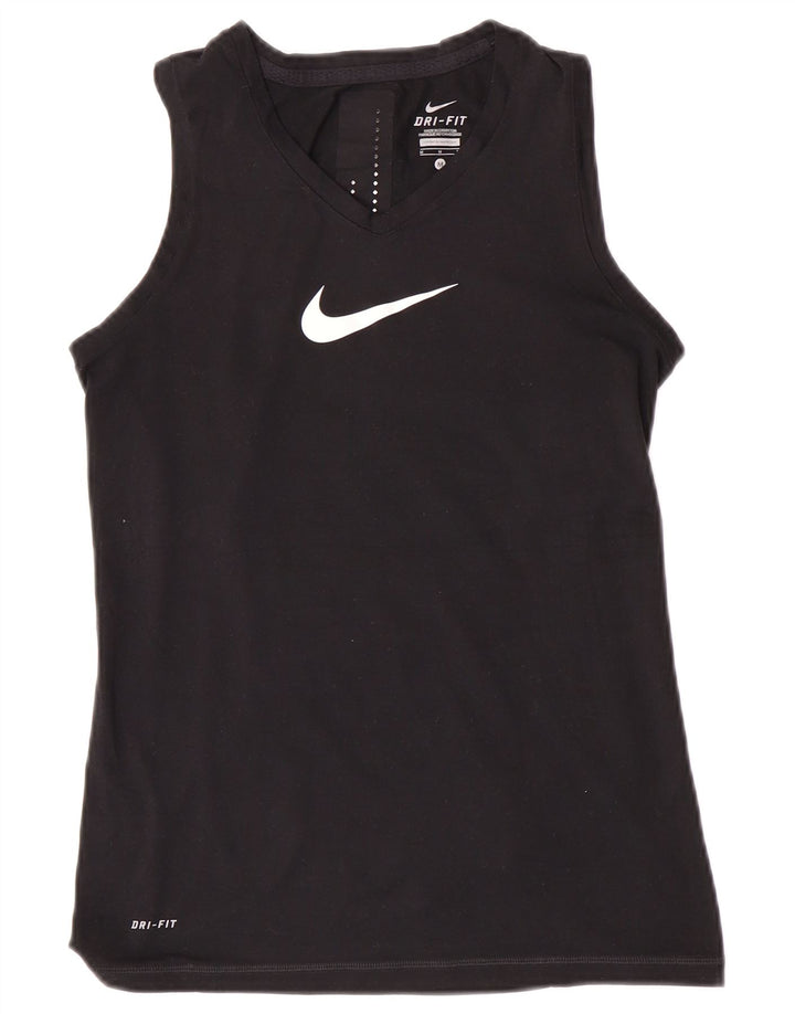 Nike Ženski Dri Fit Graphic Vest Top UK 12 Srednji crni poliester