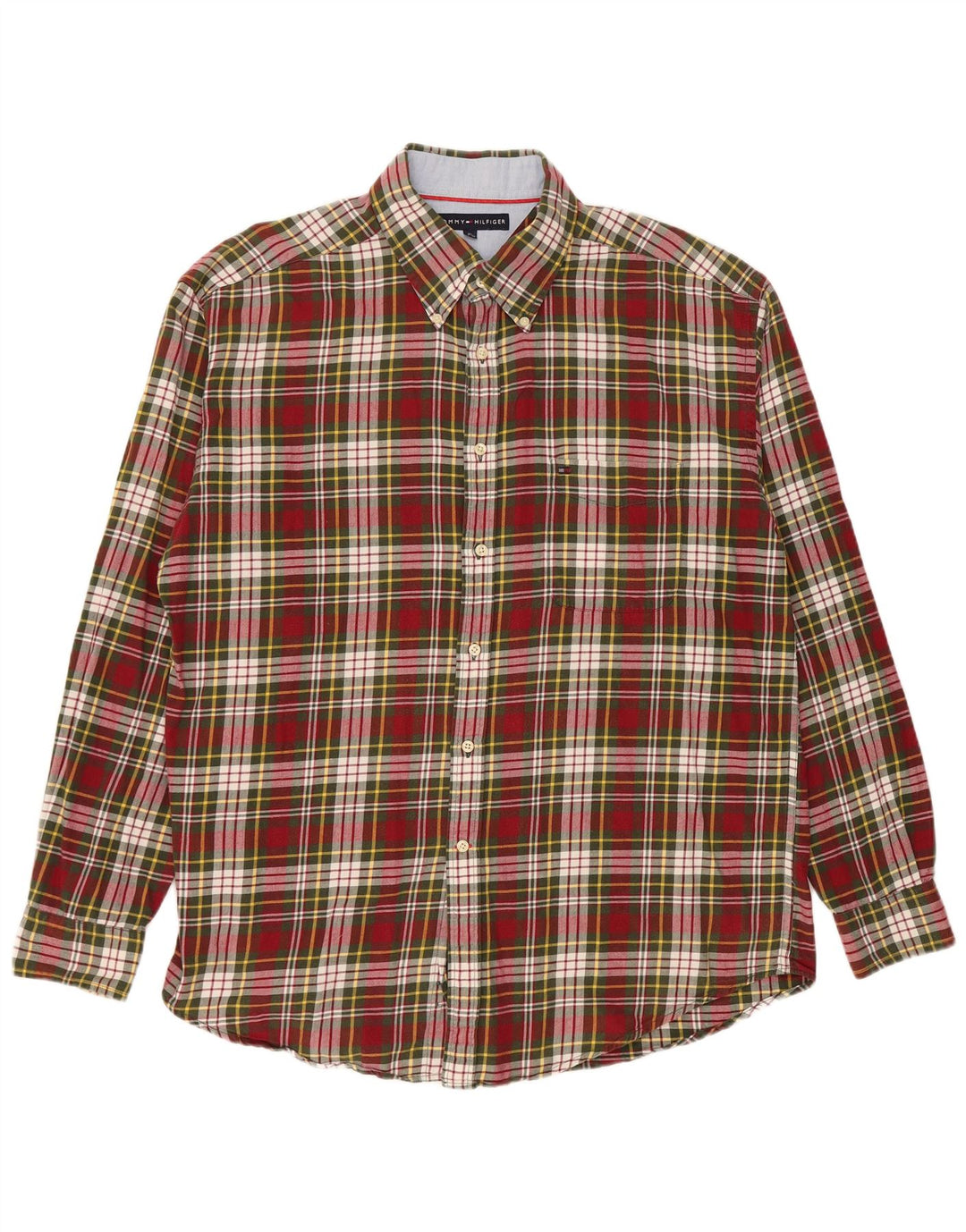 TOMMY HILFIGER Mens Flannel Shirt XL Red Check