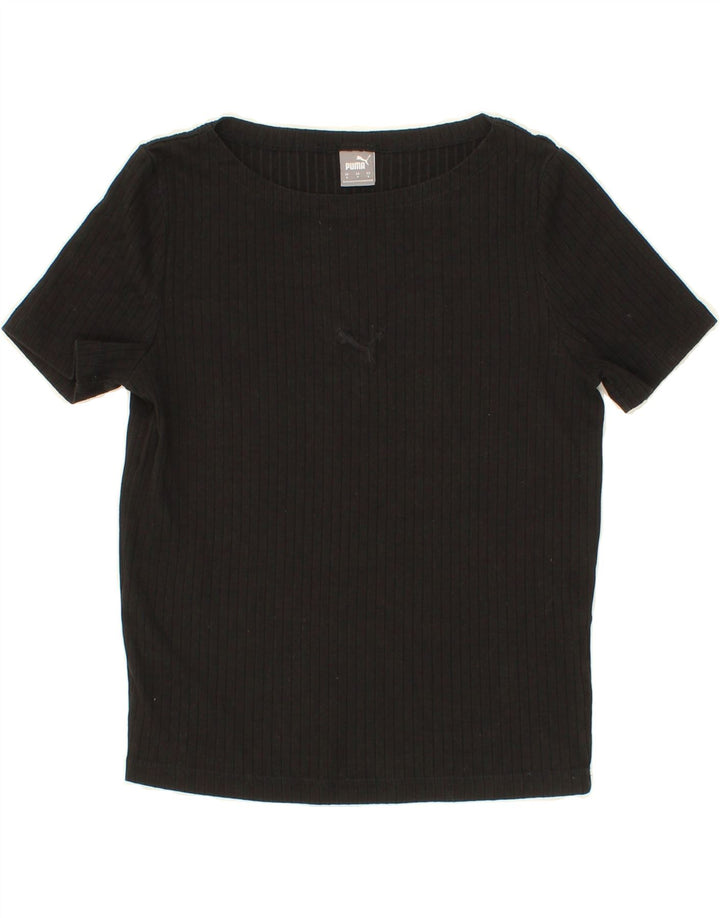 PUMA Womens Crop T-Shirt Top UK 10 Small Black Vintage Puma and Second-Hand Puma from Messina Hembry 