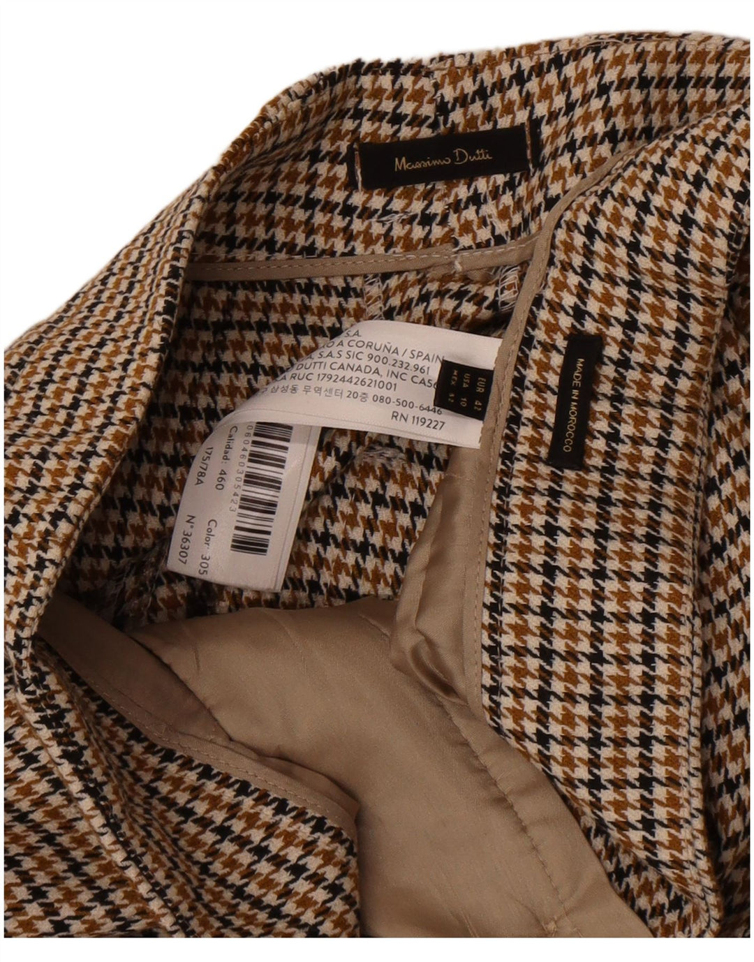 Ženske chino hlače Massimo Dutti EU 42 Large W32 L32 Smeđe Houndstooth