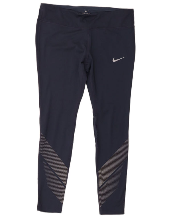 Ženske Nike Dri Fit tajice UK 18 XL tamnoplave poliesterske pruge