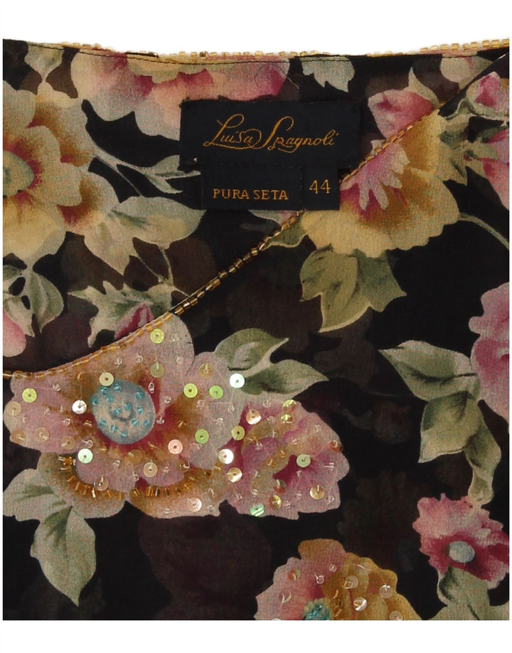 Luisa Spagnoli Ženska bluza s otvorenim ramenima IT 44 srednje crna cvjetna