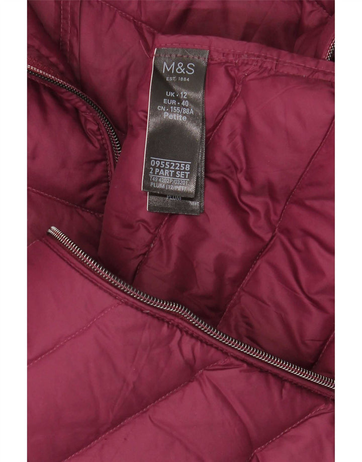 Marks & Spencer ženski podstavljeni kaput s kapuljačom UK 12 Srednji tamnocrveni poliamid