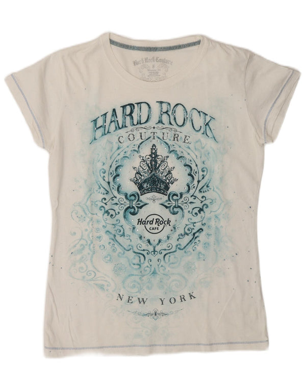 Hard Rock Cafe Ženska majica kratkih rukava New York Graphic Top UK 10 Small White