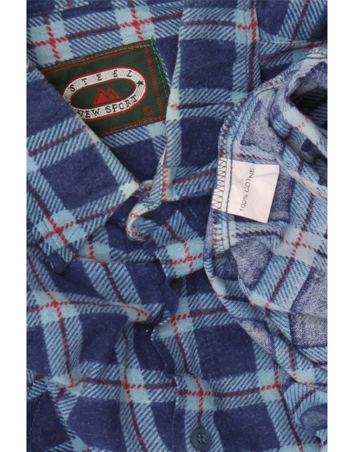 Vintage muška flanelska košulja, veliki plavi karirani pamuk