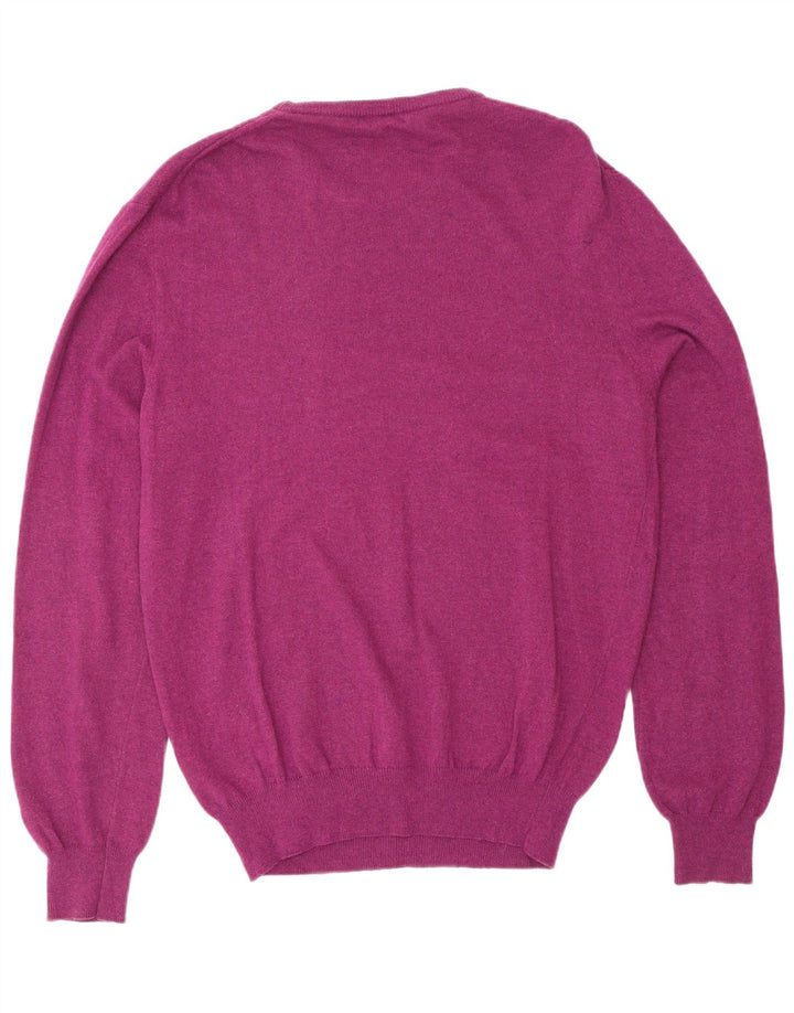 HENRY COTTONS Mens Crew Neck Jumper Sweater Large Purple Wool