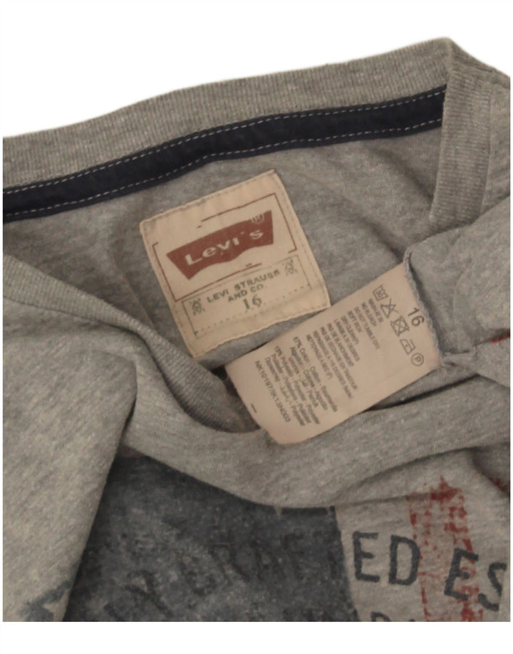 Levi's Boys majica dugih rukava s grafikama, 15-16 godina, sivi pamuk