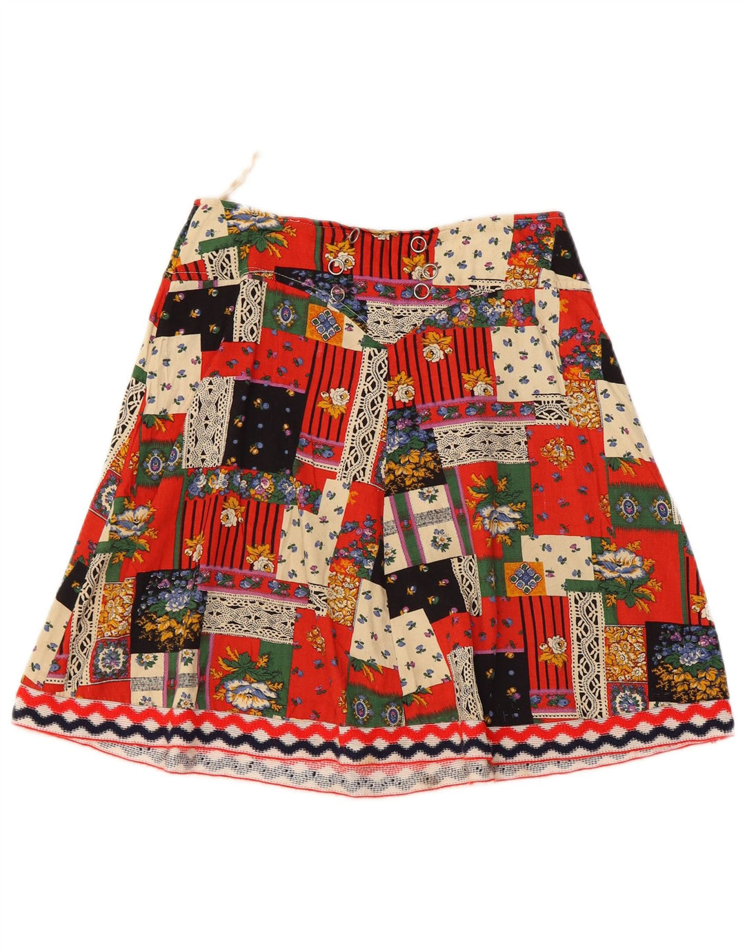 VINTAGE ženska mini suknja W28 srednje raznobojna patchwork viskoza