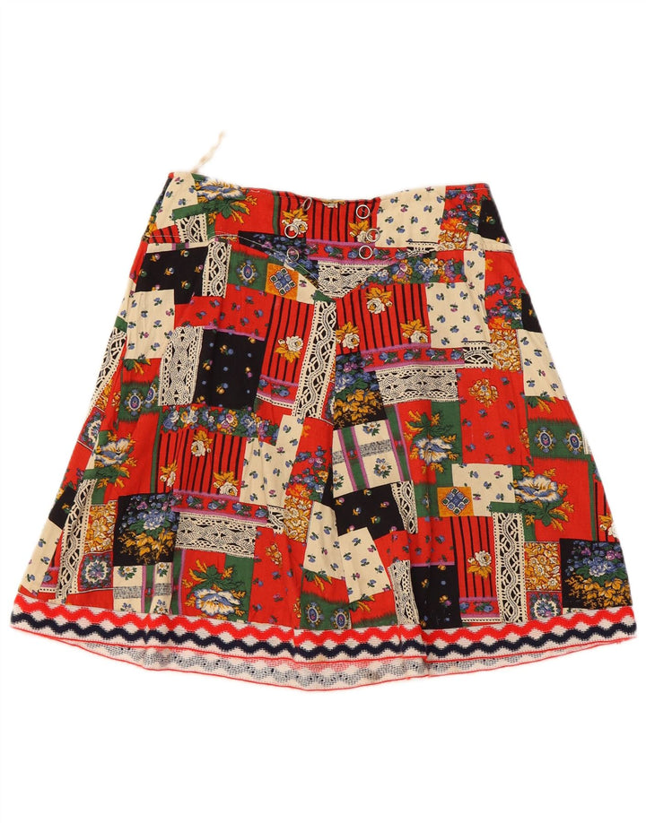 VINTAGE ženska mini suknja W28 srednje raznobojna patchwork viskoza