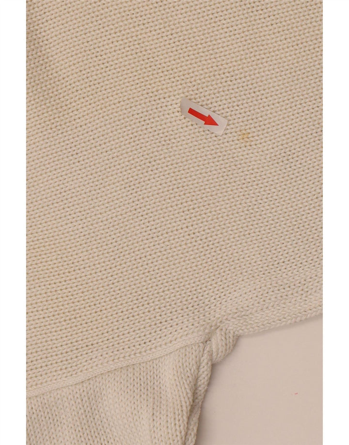 Vintage ženski džemper s V-izrezom UK 14 srednje bijele boje