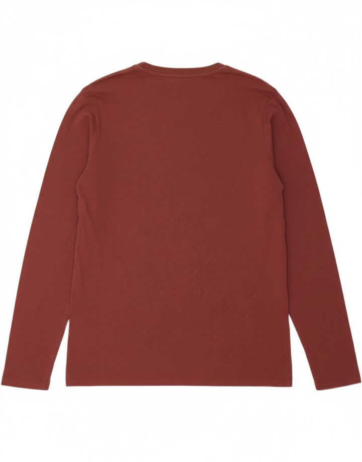 JACK & JONES Mens Graphic Top Long Sleeve Medium Maroon Cotton