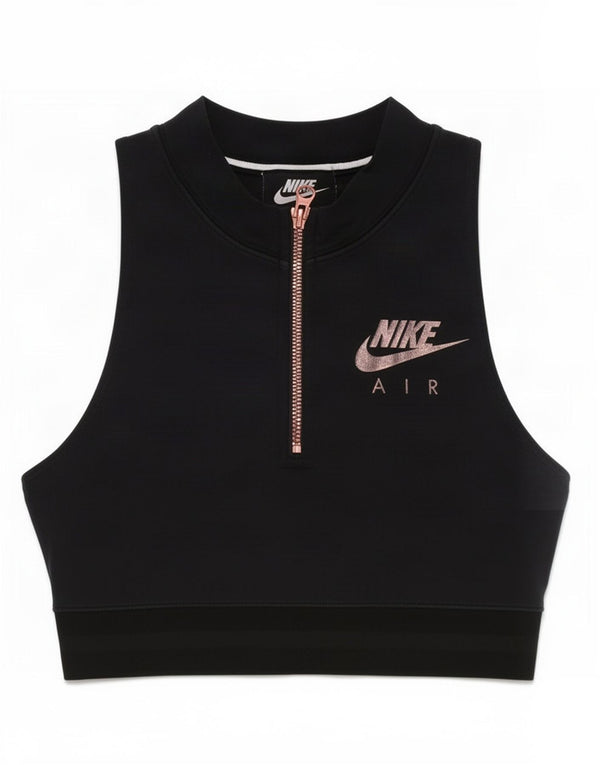 Nike ženski kratki prsluk s izrezom na patentni izrez UK 6 XS crni pamuk