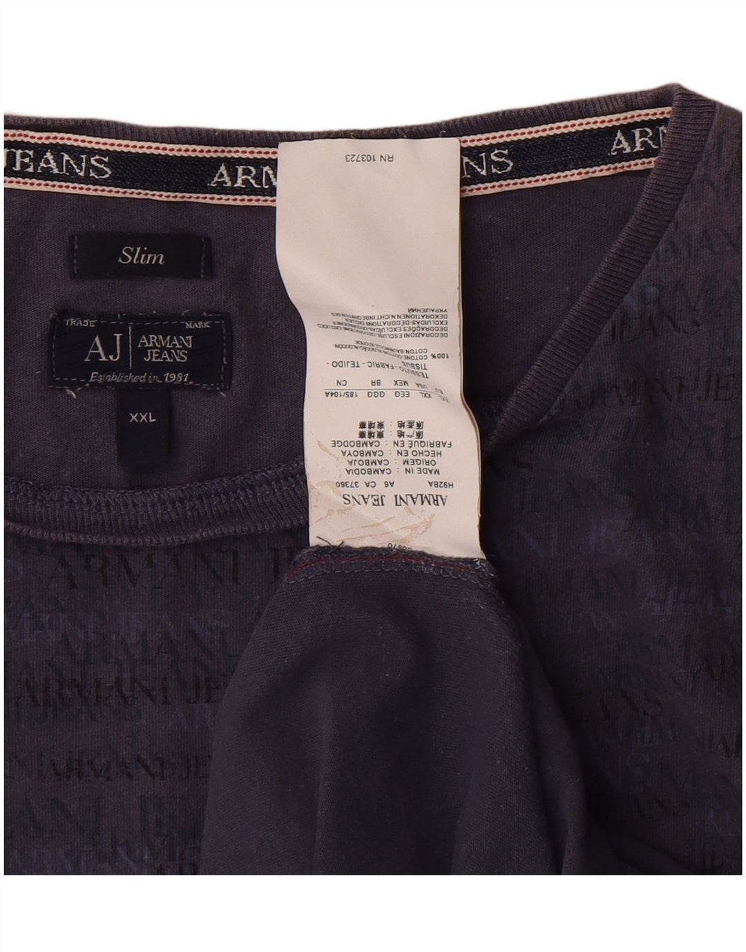 ARMANI JEANS Muška uska majica kratkih rukava 2XL tamnoplava