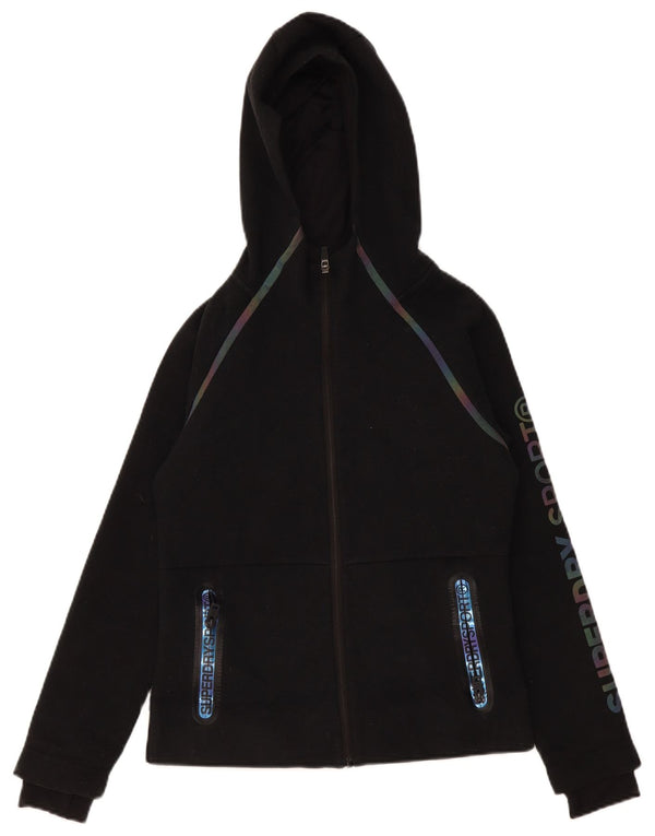 Superdry ženski džemper s kapuljačom s patentnim zatvaračem UK 10 Mali crni poliester