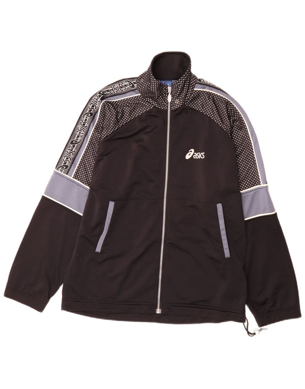 Asics Mens Graphic Tracksuit Top Jacket Medium Black Colourblock Polyester