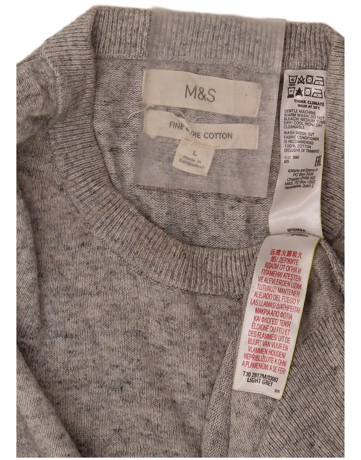 Marks & Spencer muški pulover s okruglim izrezom, veliki sivi flekasti pamuk
