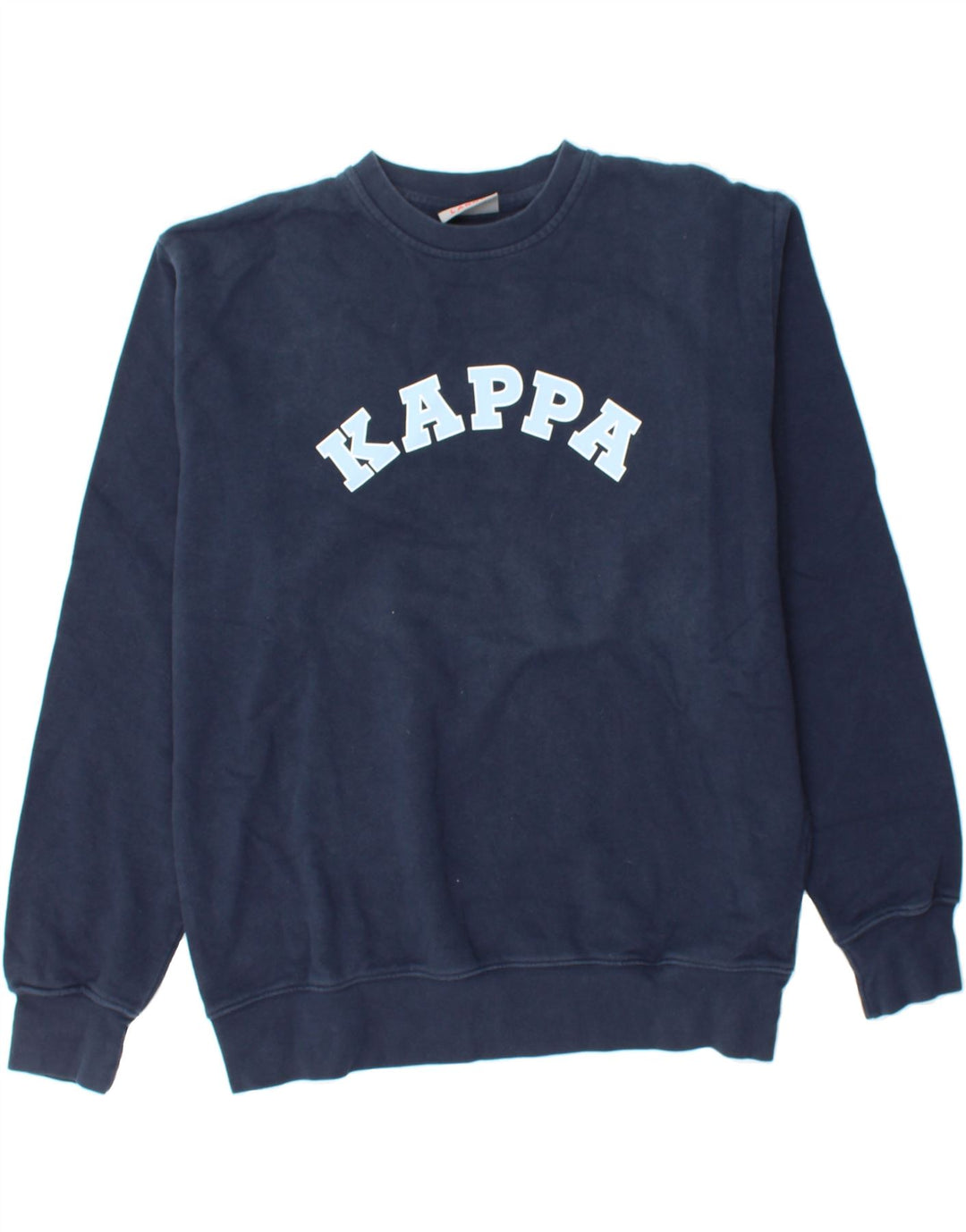 KAPPA Mens Graphic Sweatshirt Jumper Large Navy Blue Cotton Vintage Kappa and Second-Hand Kappa from Messina Hembry 