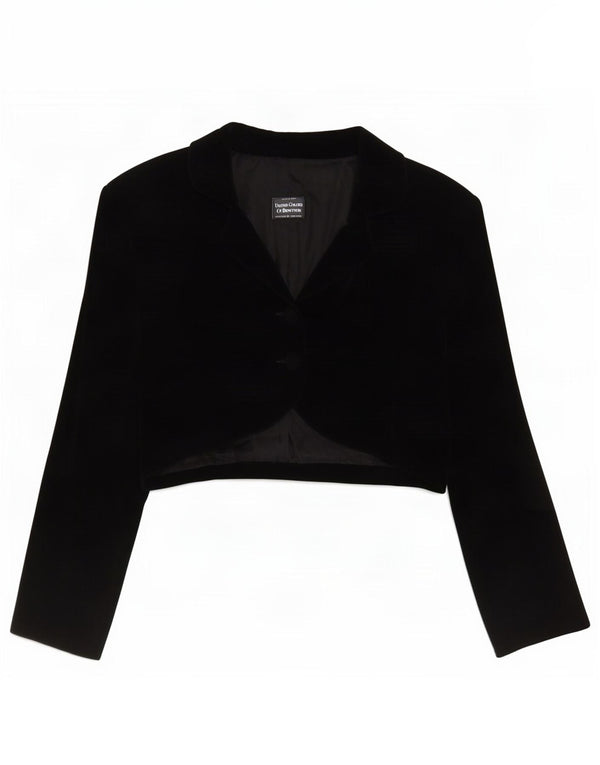 Ženska baršunasta bolero jakna Benetton s 2 gumba IT 48 XL crni modacryl