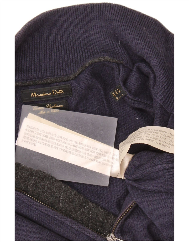MASSIMO DUTTI Veliki muški džemper s izrezom i tamnoplavim pamukom
