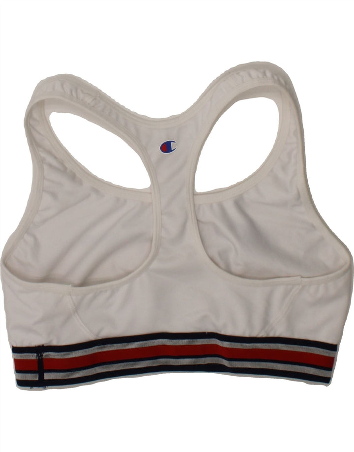 CHAMPION Womens Graphic Sport Bra Top UK 14 Large White Polyester Vintage Champion and Second-Hand Champion from Messina Hembry 