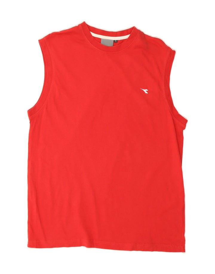 DIADORA Mens Vest Top Large Red Cotton Vintage Diadora and Second-Hand Diadora from Messina Hembry 