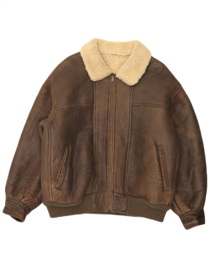 Vintage muška bomber jakna s ovčicama UK 36 Mala smeđa