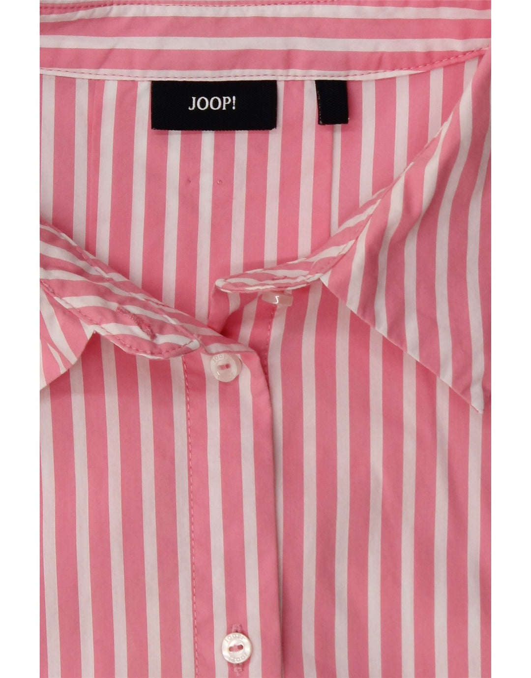 JOOP Womens 3/4 Sleeve Shirt Blouse UK 14 Medium Pink Pinstripe Cotton