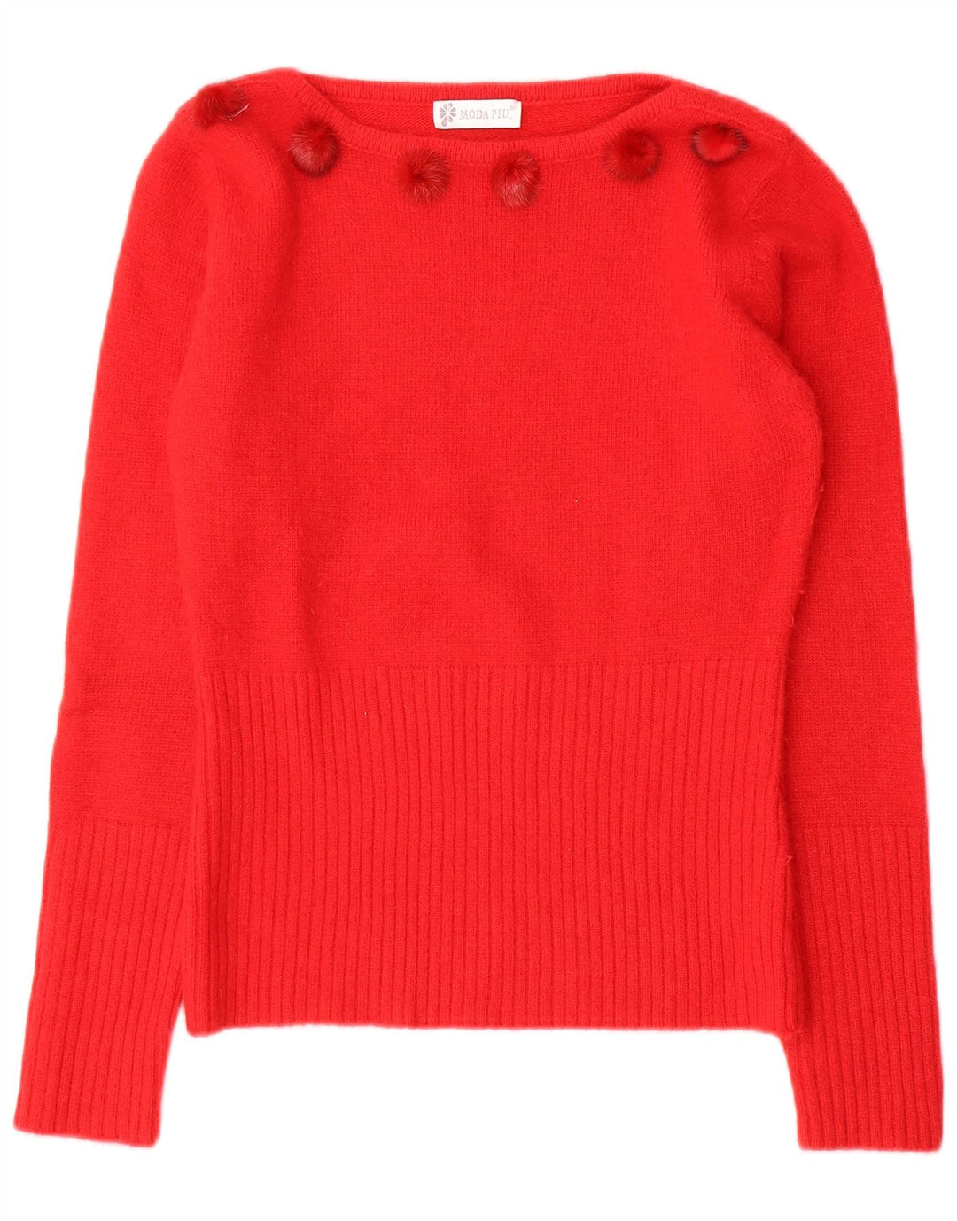 Moda Piu ženski džemper s lađastim izrezom IT 41 srednje crvene vune