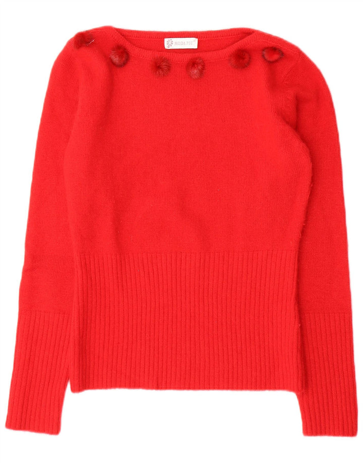 Moda Piu ženski džemper s lađastim izrezom IT 41 srednje crvene vune