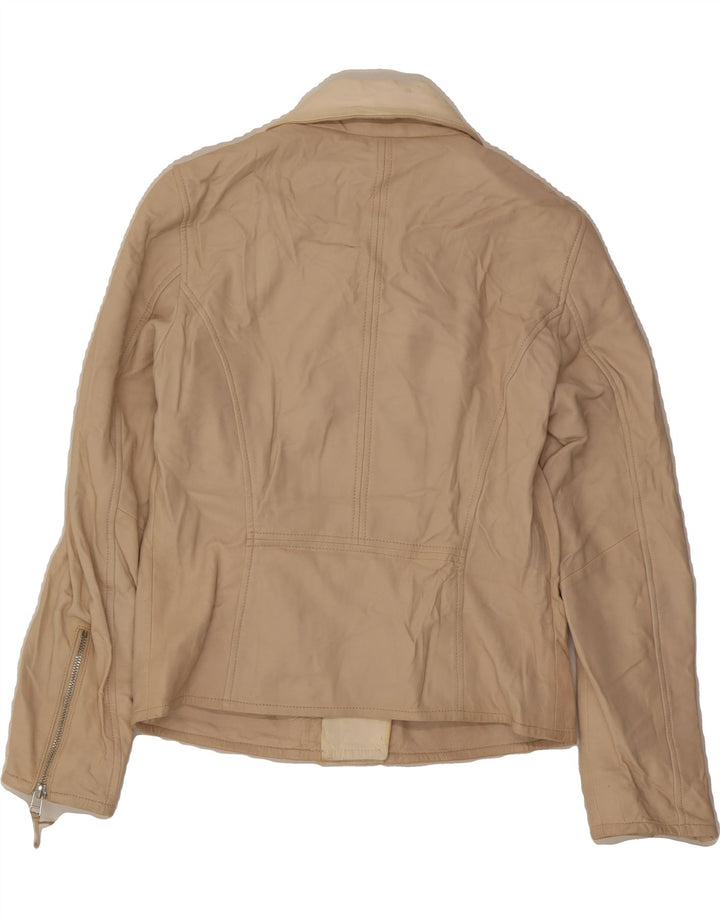 MASSIMO DUTTI Womens Leather Jacket UK 10 Small Beige Sheepskin Vintage Massimo Dutti and Second-Hand Massimo Dutti from Messina Hembry 