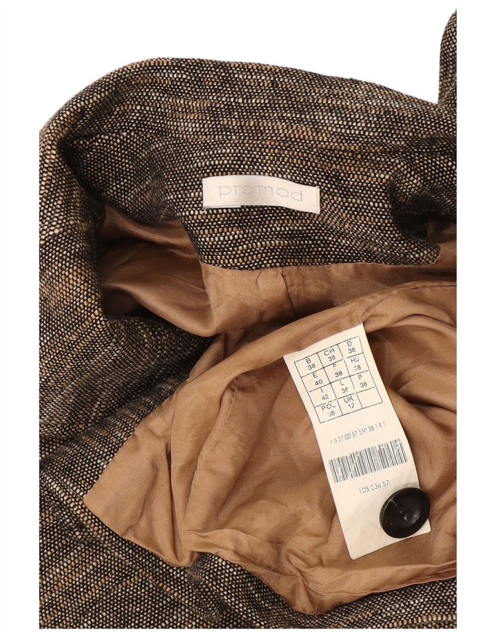 Promod ženski kaput UK 12 srednje smeđi flekasti pamuk