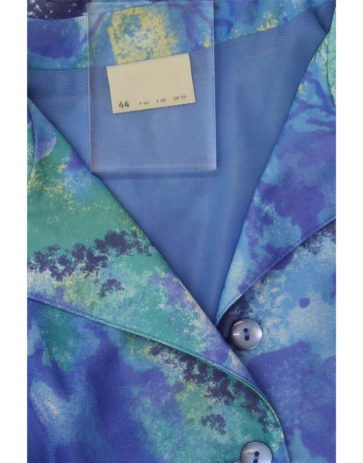 VINTAGE Womens Abstract Pattern A-Line Dress UK 16 Large  Blue Polyester Vintage Vintage and Second-Hand Vintage from Messina Hembry 