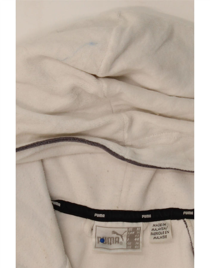 PUMA Womens Zip Hoodie Sweater UK 16 Large White Vintage Puma and Second-Hand Puma from Messina Hembry 