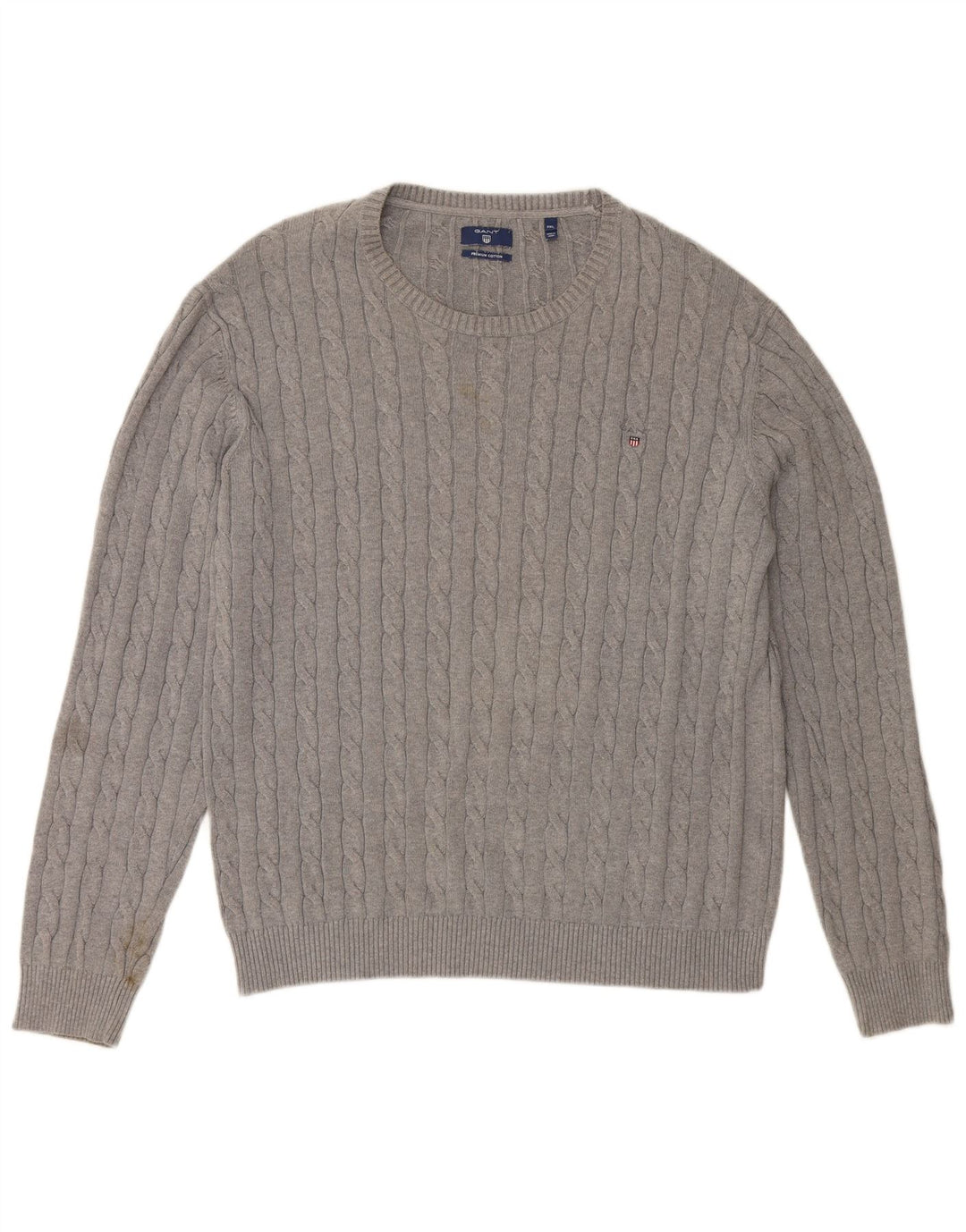 GANT Muški pulover s okruglim izrezom 3XL sivi pamuk