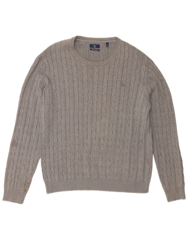 GANT Muški pulover s okruglim izrezom 3XL sivi pamuk