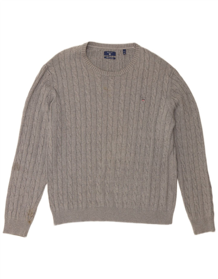 GANT Muški pulover s okruglim izrezom 3XL sivi pamuk