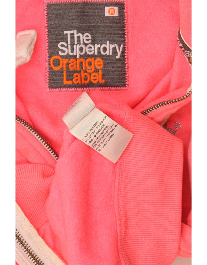 Superdry ženski pulover s kapuljačom na patentni zatvarač UK 14 srednje ružičasti poliester