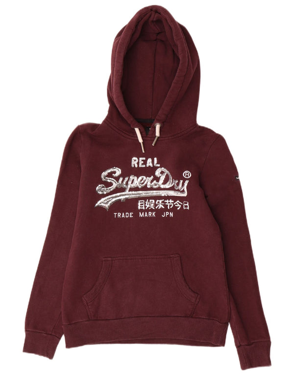 SUPERDRY Ženska majica s kapuljačom s grafičkim motivima UK 6 XS Bordo pamuk
