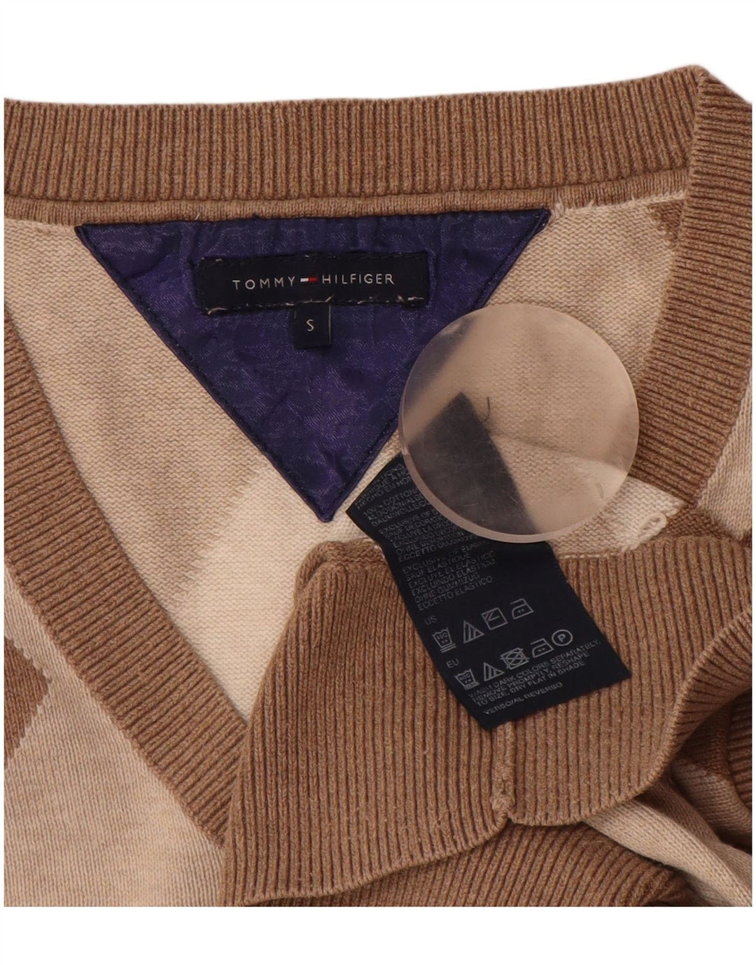 TOMMY HILFIGER Ženski džemper s V-izrezom UK 10 Mali smeđi