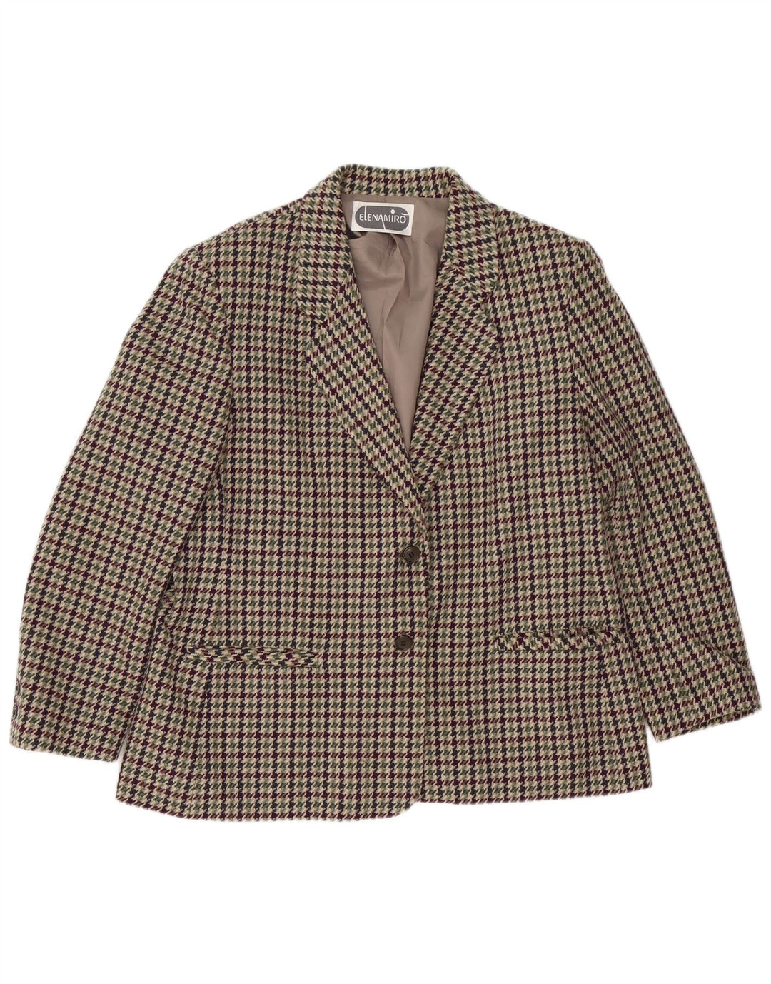 ELENA MIRO Ženska jakna s 2 gumba UK 18 XL Višebojna houndstooth