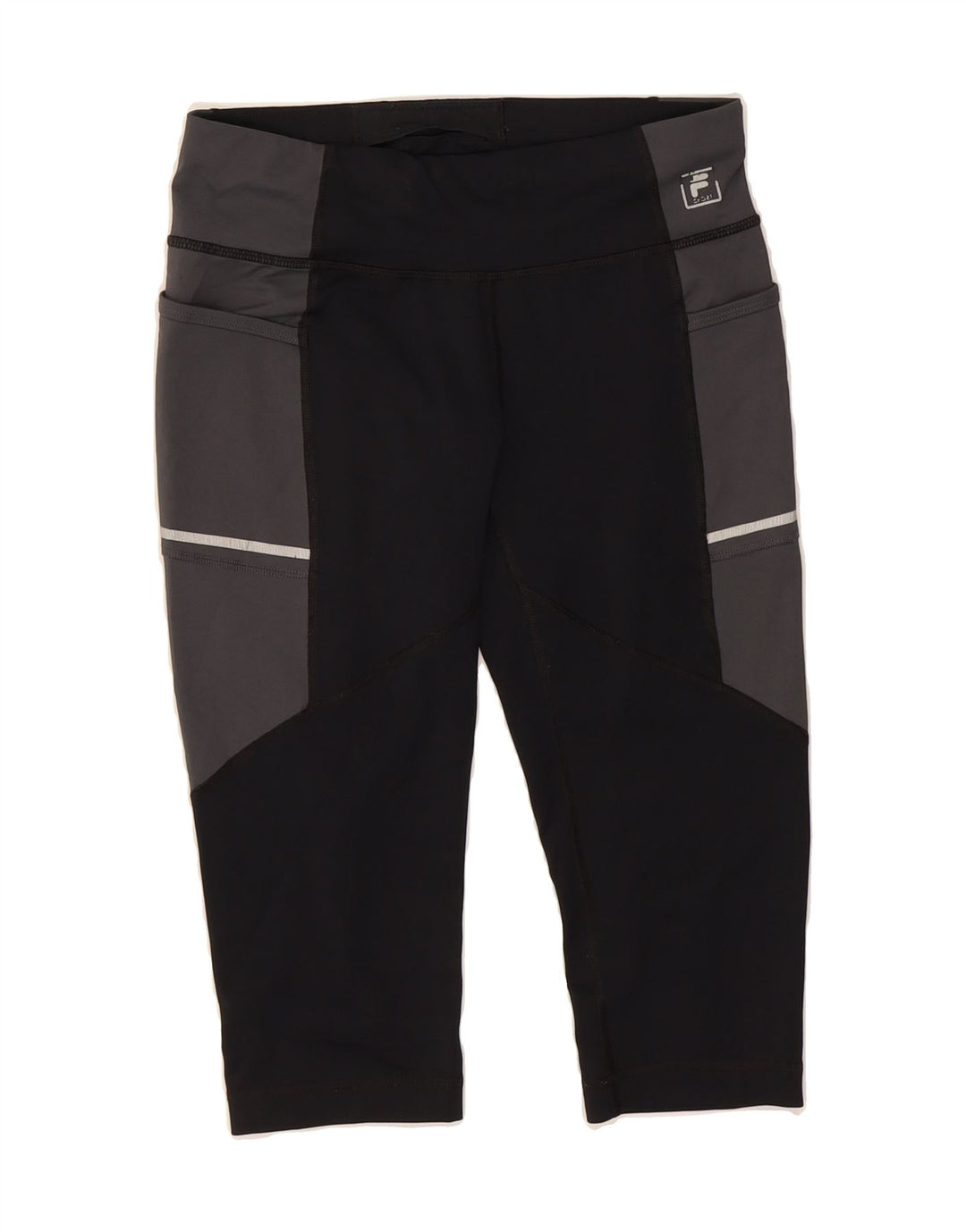 FILA Womens Capri Leggings UK 10 Small  Black Colourblock Polyester Vintage Fila and Second-Hand Fila from Messina Hembry 