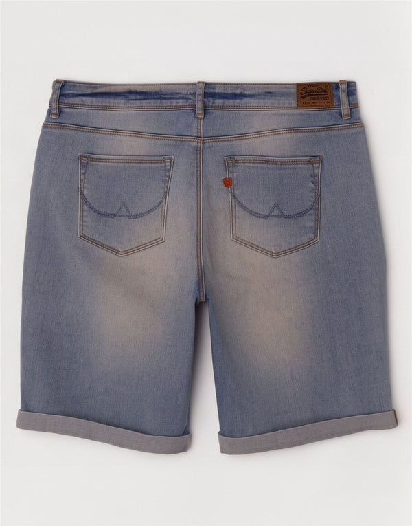 Superdry ženske bermuda uske traper kratke hlače W30 srednje plavi pamuk