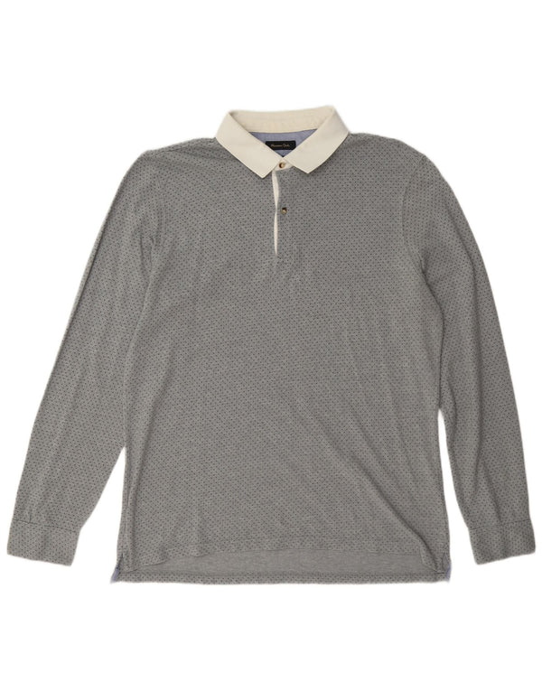Massimo Dutti muška ležerna polo majica dugih rukava XL sivi pamuk na točkice