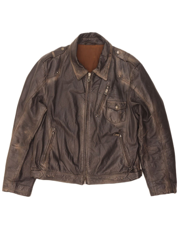 Vintage muška vojna kožna jakna IT 56 3XL smeđa