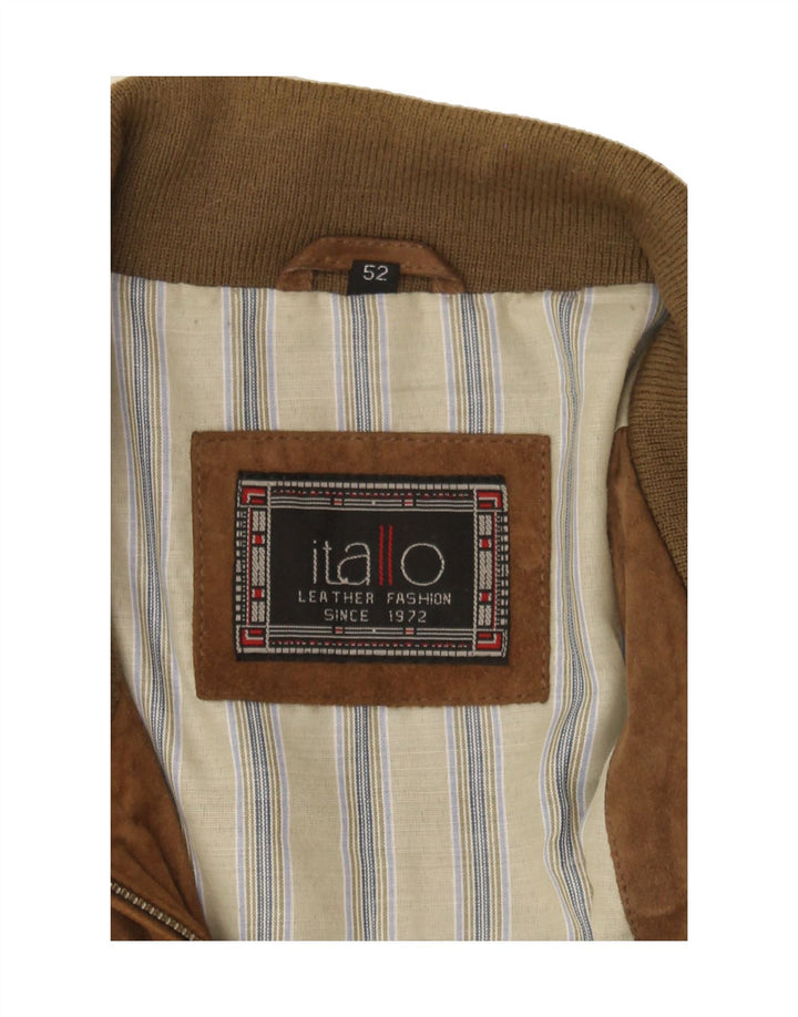 ITALLO Mens Suede Bomber Jacket IT 52 XL Brown Leather Vintage Itallo and Second-Hand Itallo from Messina Hembry 