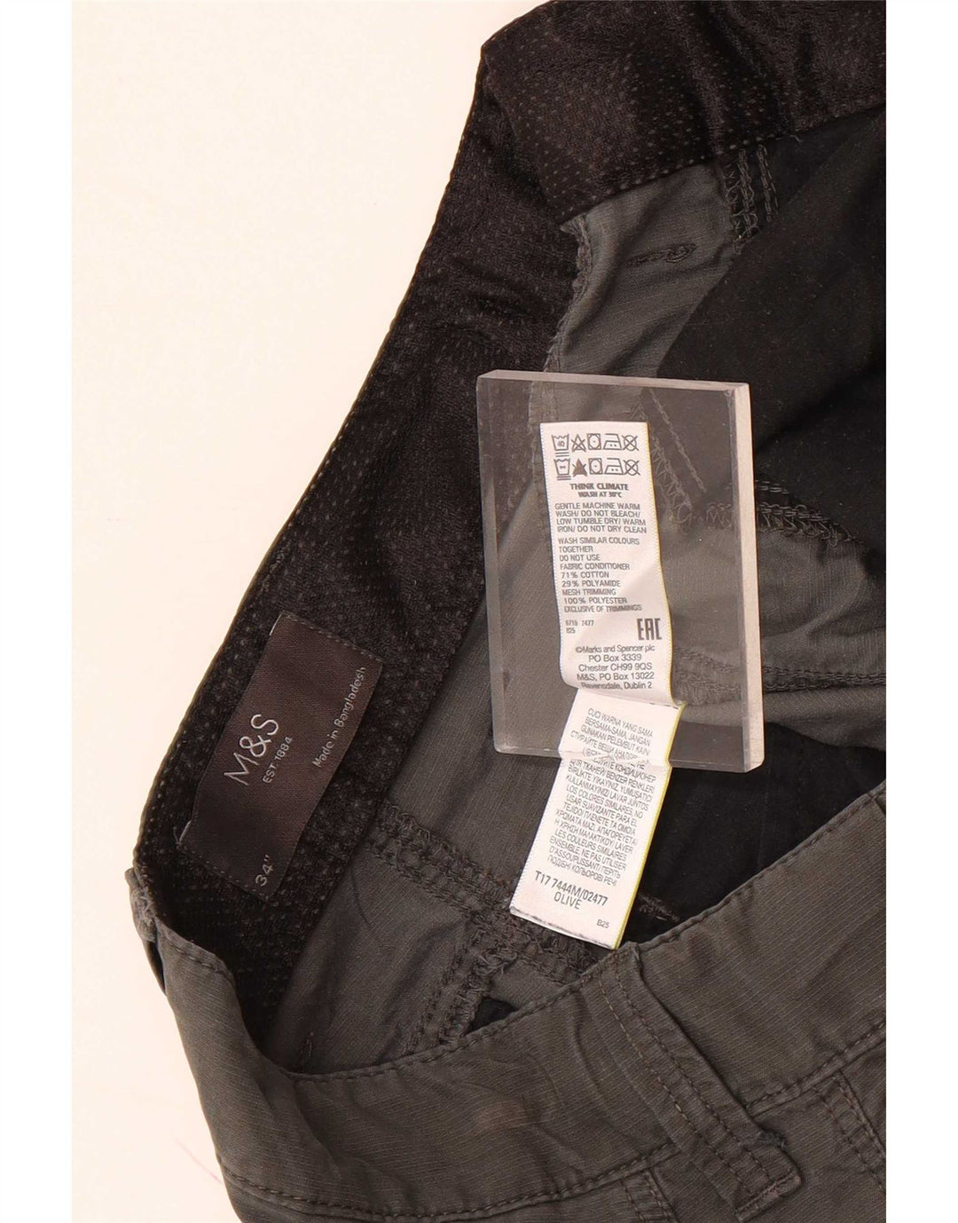 Marks & Spencer muške kargo kratke hlače W34 veliki kaki pamuk